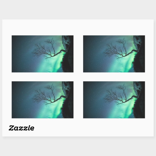 Pegatina Rectangular Luz del Norte Noruega (Hoja)