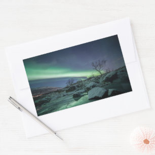 Pegatina Rectangular Luz del Norte Noruega