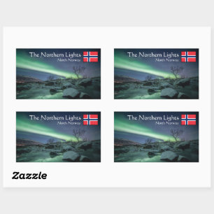 Pegatina Rectangular Luz del Norte Noruega