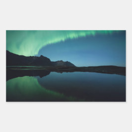 Pegatina Rectangular Luz del Norte Noruega
