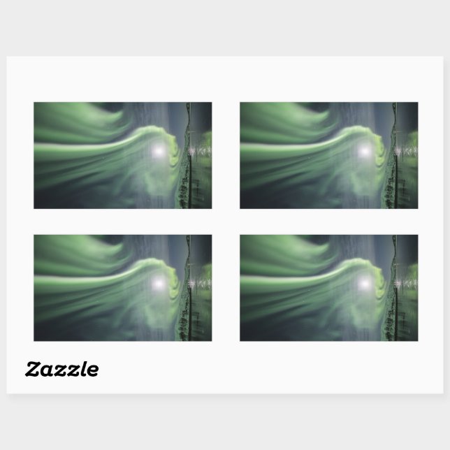 Pegatina Rectangular Luz del Norte Noruega (Hoja)