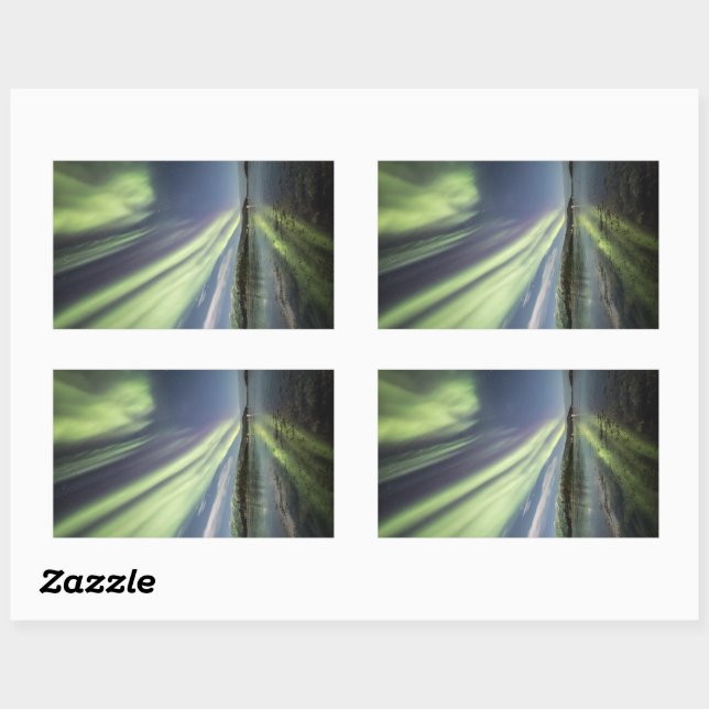 Pegatina Rectangular Luz del Norte Noruega (Hoja)