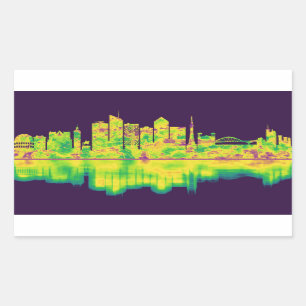 Pegatina Rectangular Lyon France Skyline