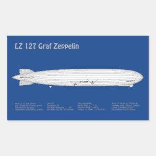 Pegatina Rectangular LZ 127 Graf Zeppelin - Aviso Planes Blueprint ABD
