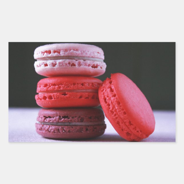 Pegatina Rectangular Macaron francés rosado moderno (Anverso)