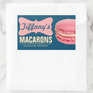 Pegatina Rectangular Macarons Franceses Rosados Adorables Macarons Ca