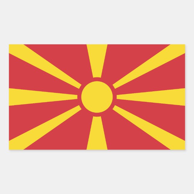 Pegatina Rectangular Macedonia del Norte (Anverso)