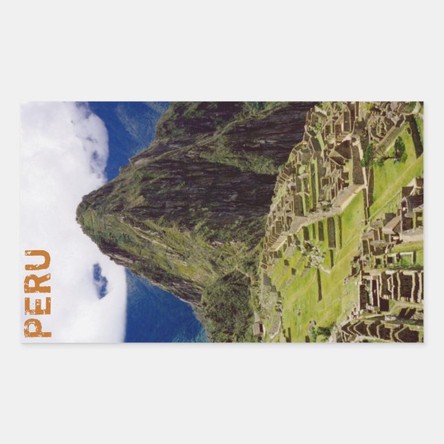 Pegatina Rectangular Machu Picchu, Perú (Anverso)