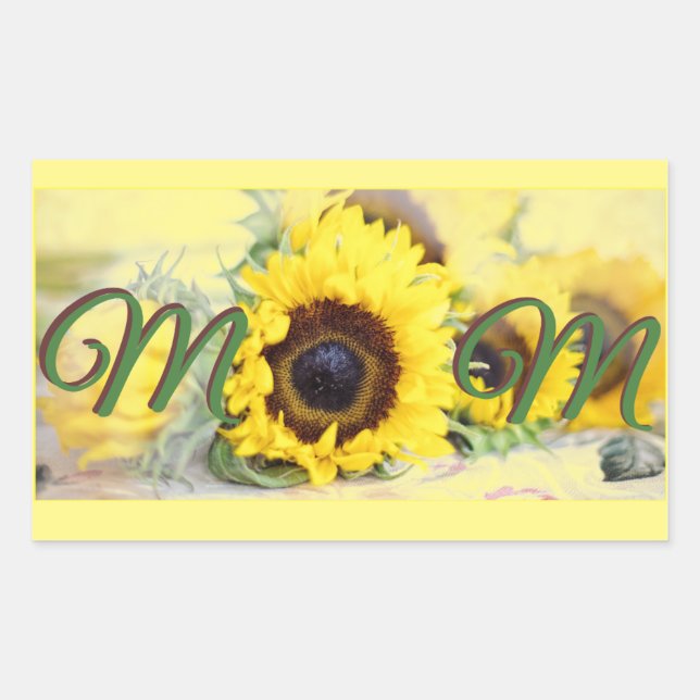 Pegatina Rectangular Madre del girasol (Anverso)