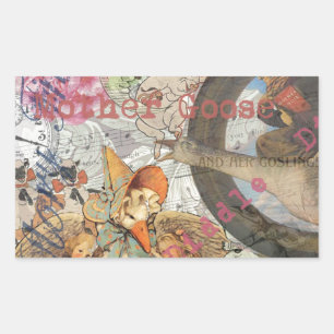 Pegatina Rectangular Madre Gosa Nursery Rhyme Fairy Tale