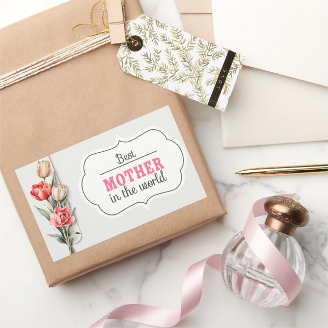 Pegatina Rectangular Madre mami acuarela dibujante hija. (Regalar)