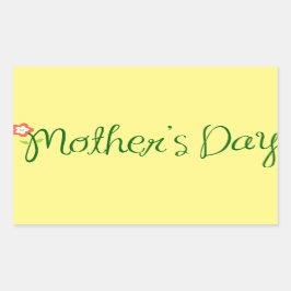 Pegatina Rectangular madre-s-day-mamá-flor-font-love