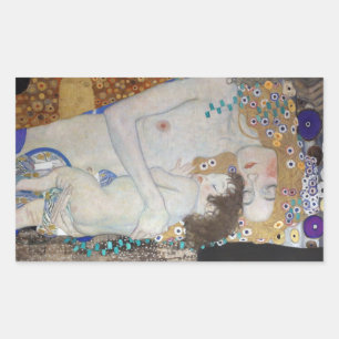 Pegatina Rectangular Madre y Niño por Gustav Klimt