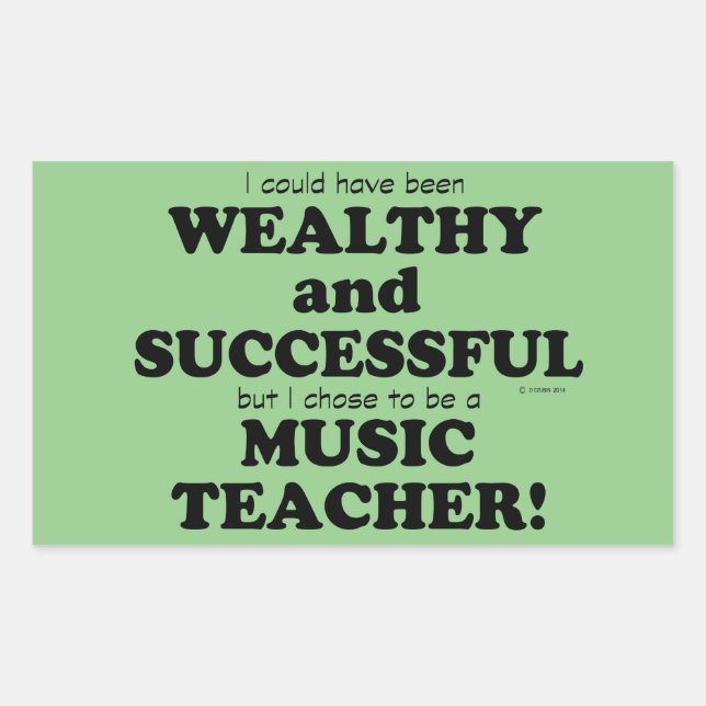 Pegatina Rectangular Maestro de música rico y exitoso Rectangular Sti (Anverso)