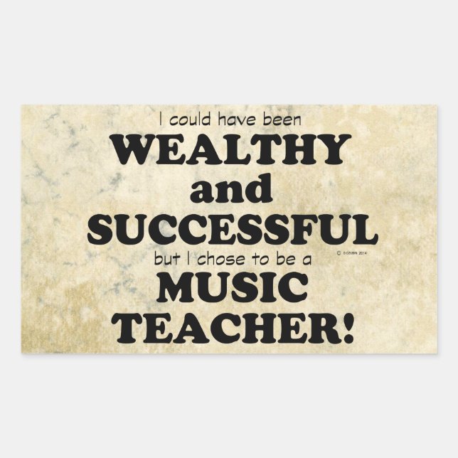 Pegatina Rectangular Maestro de música rico y exitoso Rectangular Sti (Anverso)