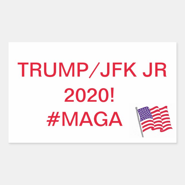PEGATINA RECTANGULAR ¡MAGA! ¡VOTEN POR TRUMP/JFK JR 2020! (Anverso)