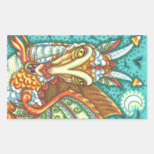 PEGATINA RECTANGULAR MAGIC CANDY CORN DRAGON, HALLOWEEN FANTASY