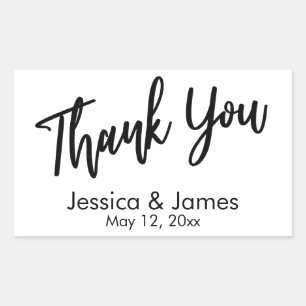 Pegatina Rectangular Magnífica tipografía casual gracias negro y blanco