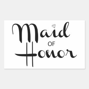 Pegatina Rectangular Maid of Honor Retro Script