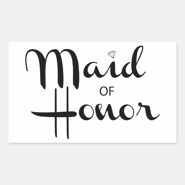 Pegatina Rectangular Maid of Honor Retro Script (Anverso)