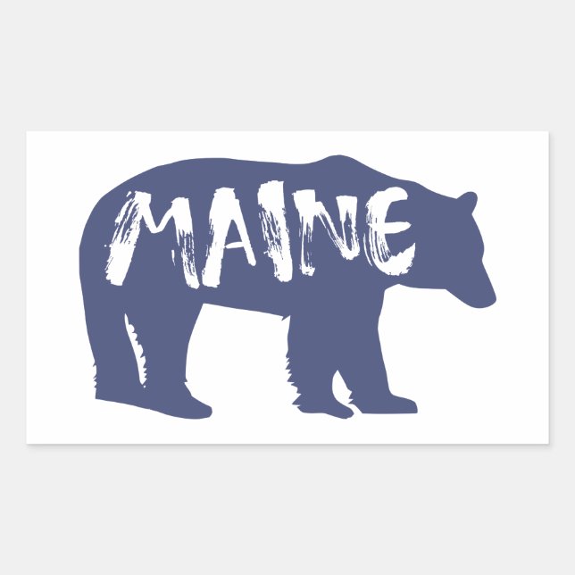 Pegatina Rectangular Maine Bear (Anverso)