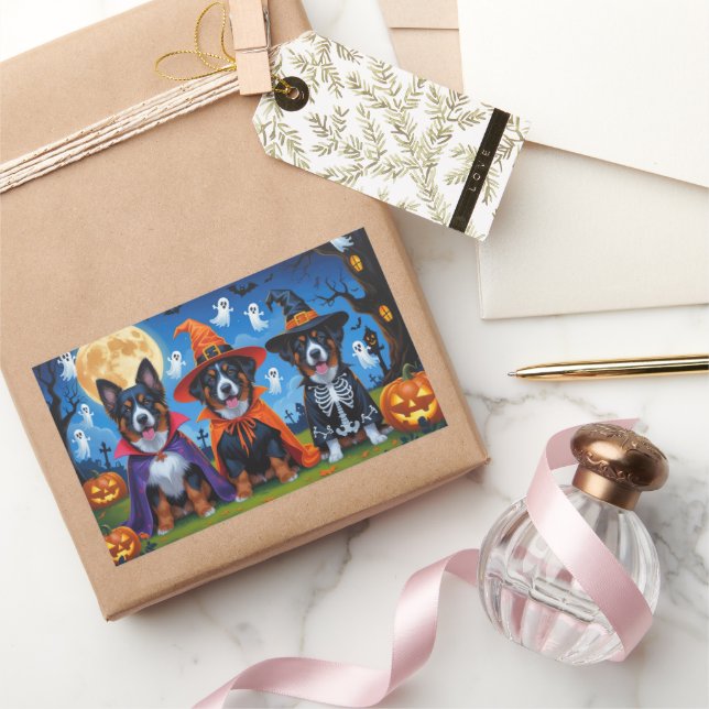 Pegatina Rectangular Malinois belga Topkin Halloween Funny (Regalar)