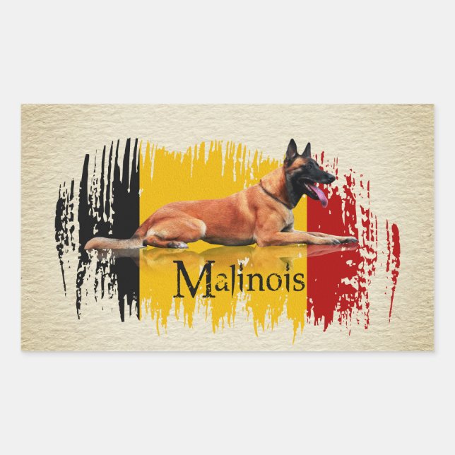 Pegatina Rectangular Malinois - pastor belga - Mechelaar - Maligator (Anverso)