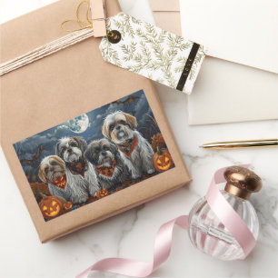 Pegatina Rectangular Malti Tzu Halloween Spooky