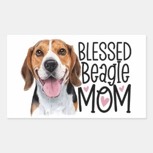 Pegatina Rectangular Mamá de Beagle Adorable Amante de Perros Corazones