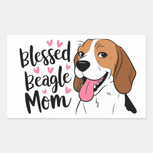 Pegatina Rectangular Mamá de Beagle Adorable Fur Mama Dibujo Perro Aman