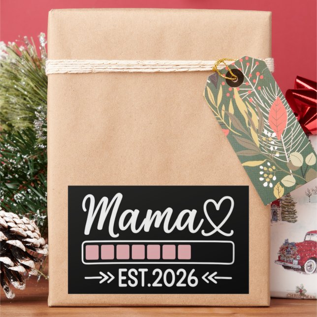 Pegatina Rectangular Mama est. 2026 Pregnancy Announcement Mom  (Vacaciones)
