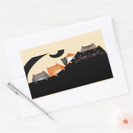 Pegatina Rectangular Mamá y gatitos