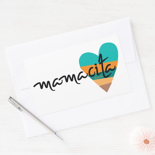 Pegatina Rectangular Mamacita ・ Corazón de los 80 (Sobre)