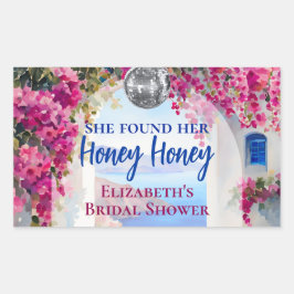 Pegatina Rectangular Mamma Mia Disco Griego Ball Blue Tiles Gracias