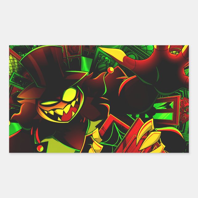 Pegatina Rectangular Mammon Halloween Slasher | Helluva Boss |  (Anverso)