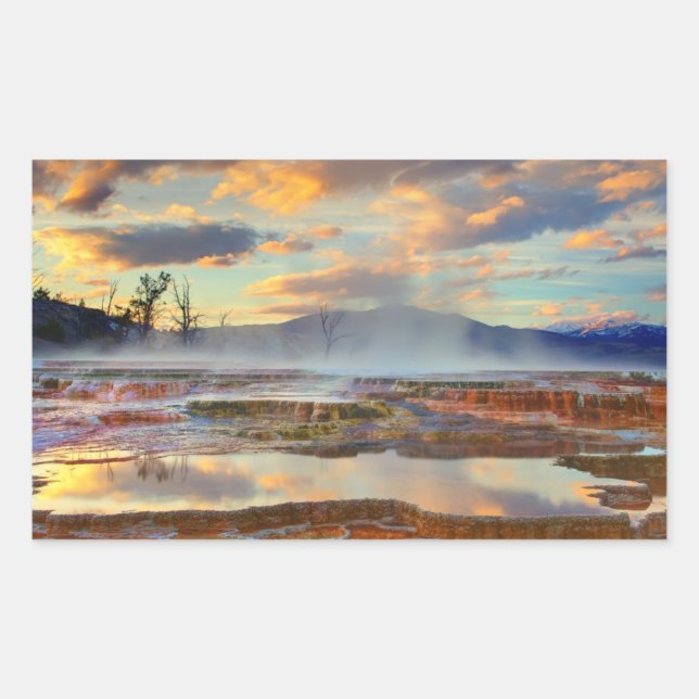 Pegatina Rectangular Mammoth Hot Springs (Anverso)