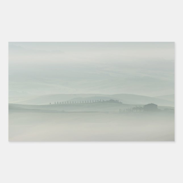 Pegatina Rectangular Mañana pastel en la nublada Toscana (Anverso)