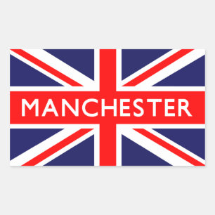 Pegatina Rectangular Manchester : Bandera británica