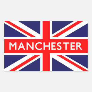 Pegatina Rectangular Manchester : Bandera británica