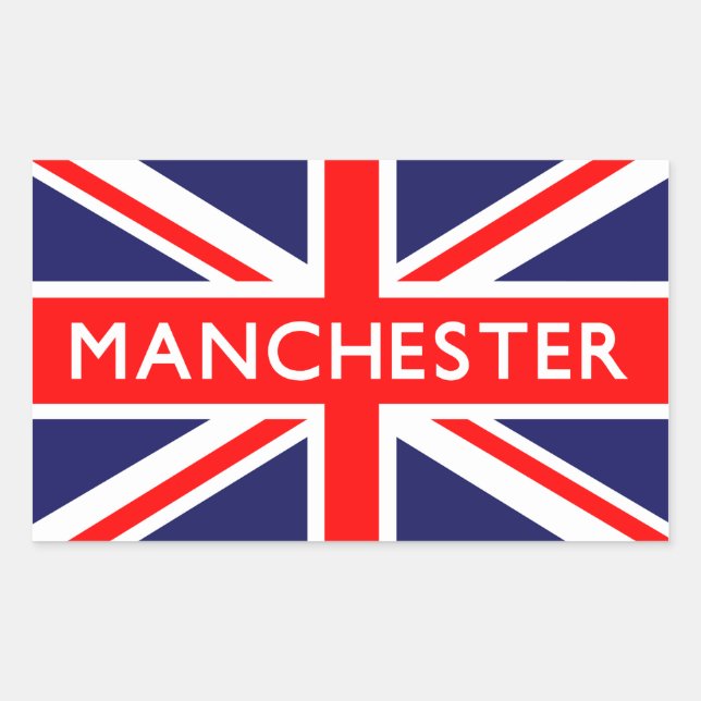 Pegatina Rectangular Manchester : Bandera británica (Anverso)