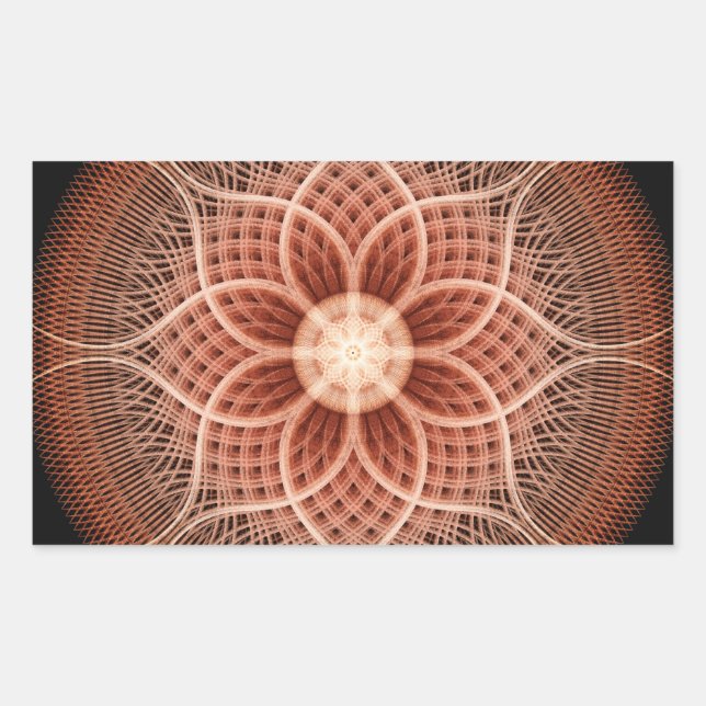 Pegatina Rectangular Mandala de Lotus del trance (Anverso)