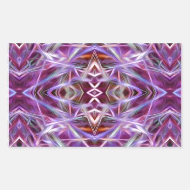 Pegatina Rectangular Mandala gráfica rosa (Anverso)