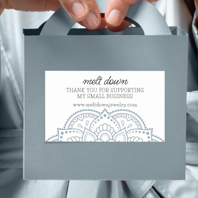 Pegatina Rectangular Mandalá moderno agradecimiento pequeña empresa (Modern Mandala Thank You Small Business Rectangular Sticker)