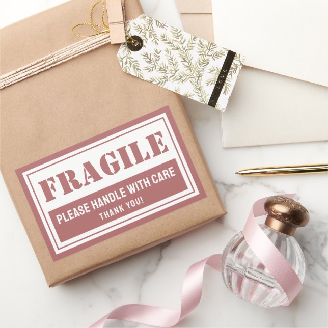 Pegatina Rectangular Manejo frágil con correo y embalaje cuidadoso (Regalar)