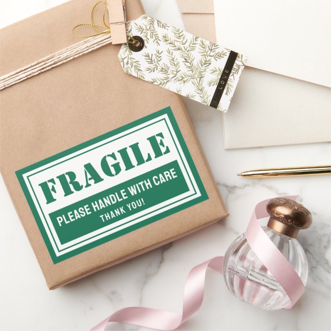 Pegatina Rectangular Manejo frágil con correo y embalaje cuidadoso (Regalar)