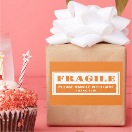 Pegatina Rectangular Manejo frágil con correo y embalaje cuidadoso