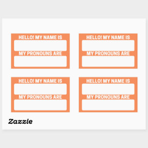 Pegatina Rectangular Mango Tango Name & Pronoun Labs