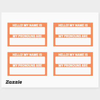 Pegatina Rectangular Mango Tango Name & Pronoun Labs