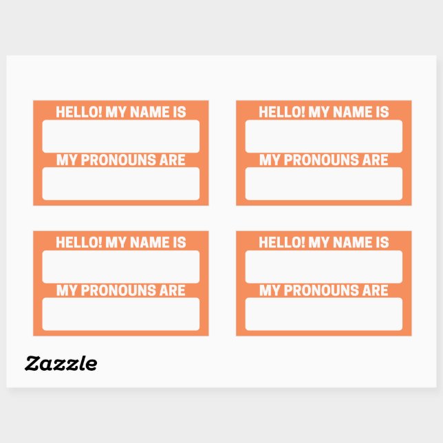 Pegatina Rectangular Mango Tango Name & Pronoun Labs (Hoja)