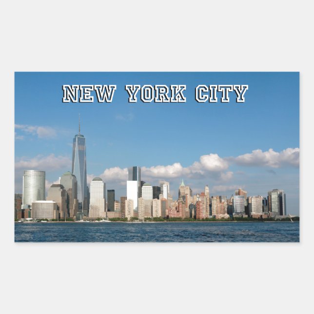 Pegatina Rectangular Manhattan Skyline New York City USA (Anverso)